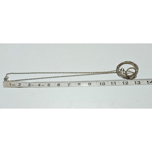 Elegant Vintage Gold Tone Double Circle Pendant Necklace Statement Fashion Women - Picture 4 of 5